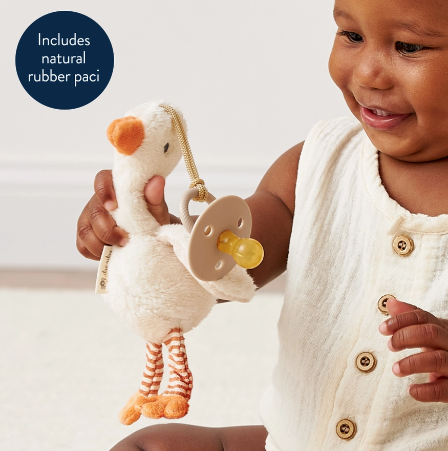 Bitzy Pal Natural Rubber Pacifier & Plush- Goose