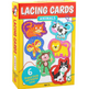Box of lacing cards with animal illustrations on a white background