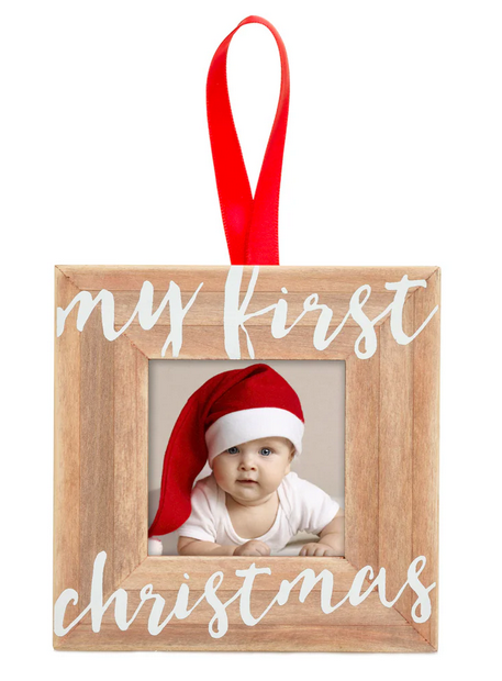 My First Christmas Holiday Wooden Picture Frame Ornament