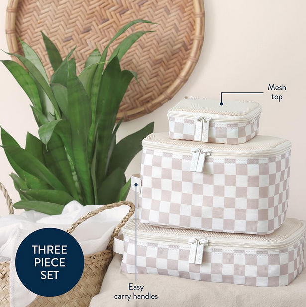 Itzy Ritzy Taupe Checkerboard Pack Like a Boss™ Diaper Bag Packing Cubes