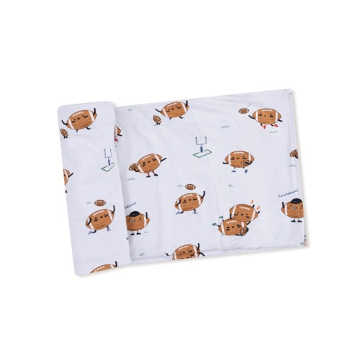 Footballs Playing Football - Swaddle Blanket Gray