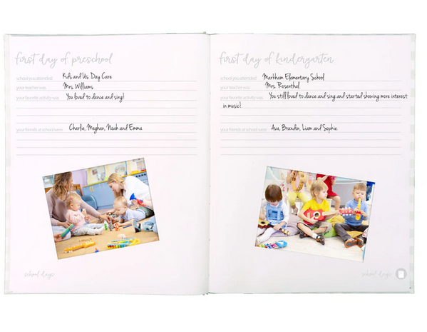 Gingham Baby Memory Book and Clean-Touch Ink Pad, Gray