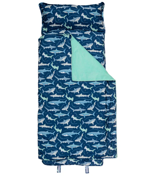 All Over Print Nap Mat | Navy Shark