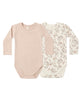 JERSEY BODYSUIT, 2 PACK FLORAL VINE, DUSTY ROSE