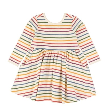 Knit Long Sleeve Twirl Dress Countryside Rainbow Stripe