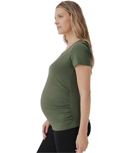 Women's Maternity Ruched V-Neck Tee  Olivine