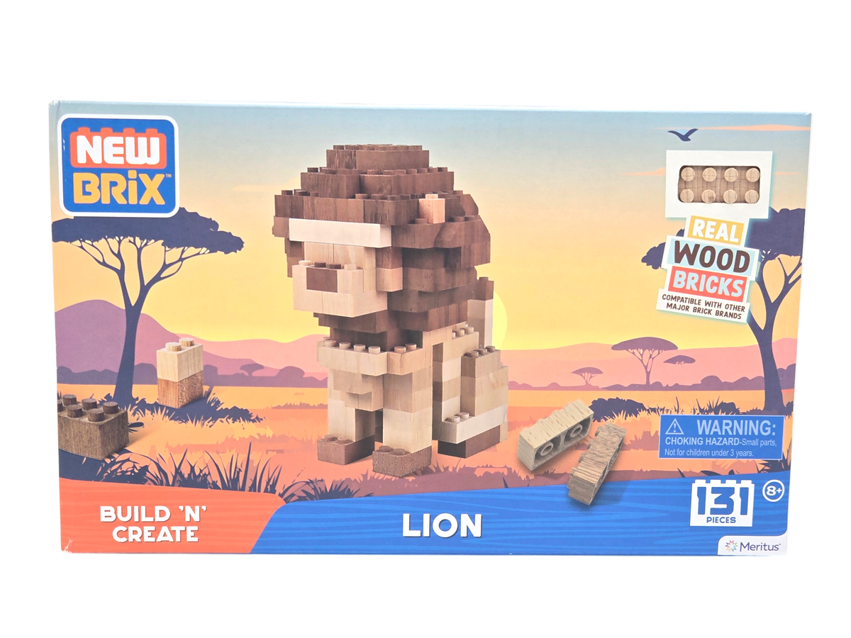 131-pcs Wooden Lion Building Block Set