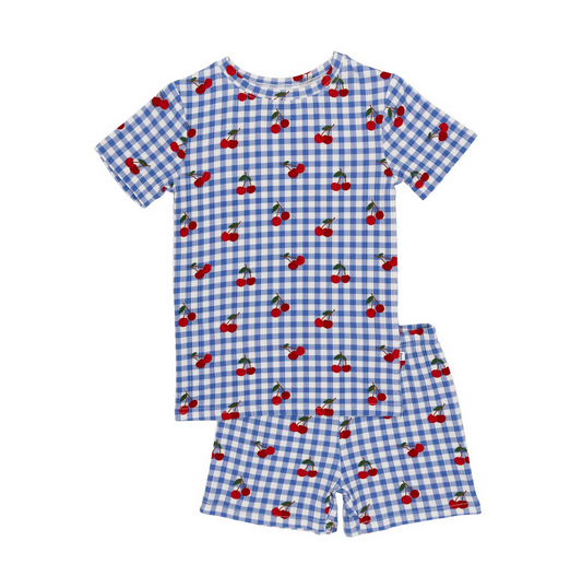 Vintage Cherries Small Ribbed Shorts Two-Piece Set