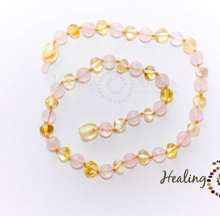 Adult Liquid Gold/Rose Quartz Gemstone 18in
