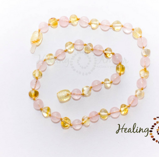 Adult Liquid Gold/Rose Quartz Gemstone 18in