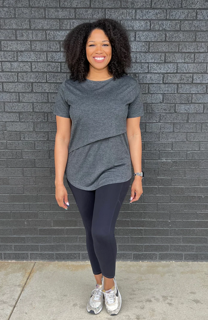 T-Shirt With Asymmetrical Flap - Charcoal