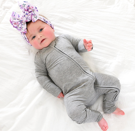 Riley Ribbed Zip Bamboo One Piece Two Way Zipper Baby Outfit