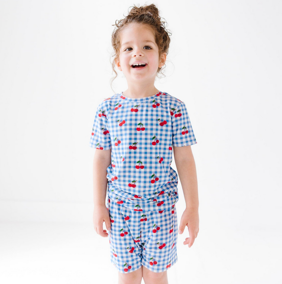 Vintage Cherries Small Ribbed Shorts Two-Piece Set