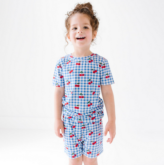 Vintage Cherries Small Ribbed Shorts Two-Piece Set