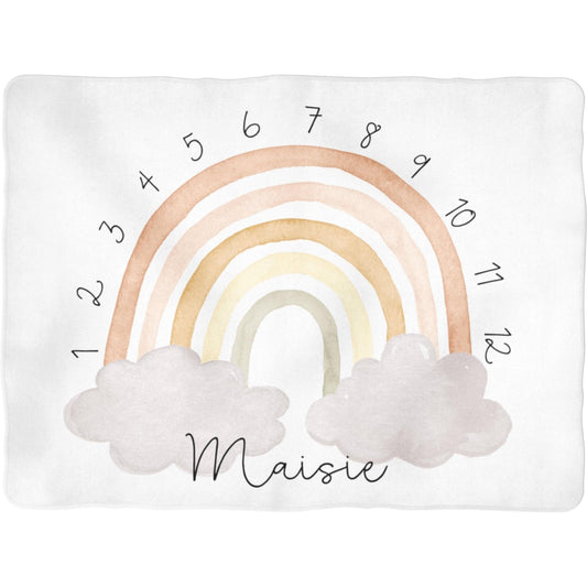 Sugar + Maple Backdrop Blanket | Neutral Rainbow Milestone