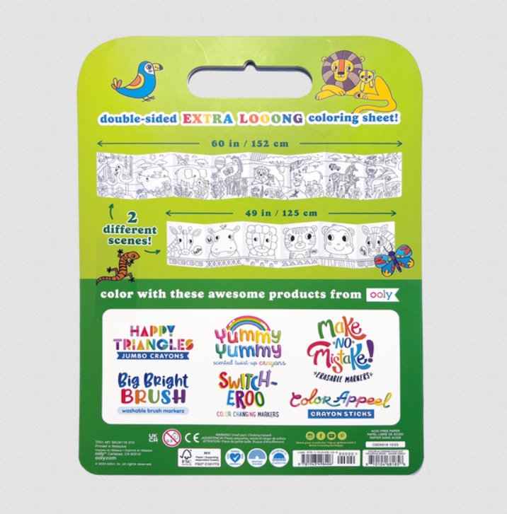 Color-A-Looong: Fold OutColoring Book - Safari Family