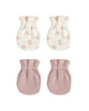 NO SCRATCH MITTENS SET MAUVE, FLOWER FIELD MAUVE-IVORY
