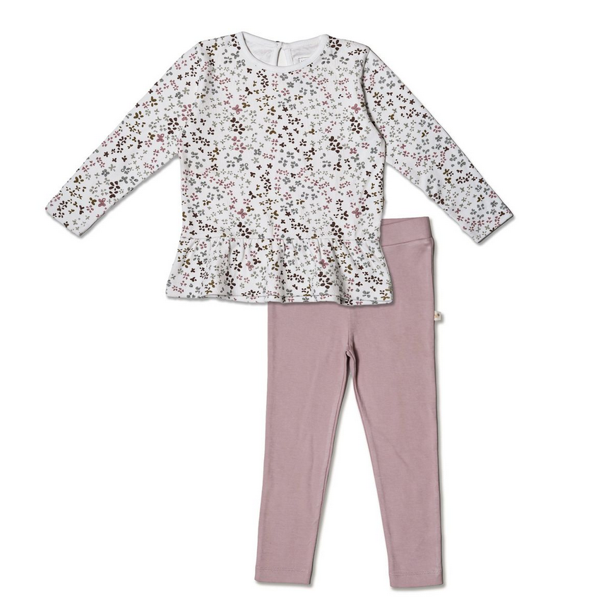 Organic Peplum Top & Leggings Set - Garden