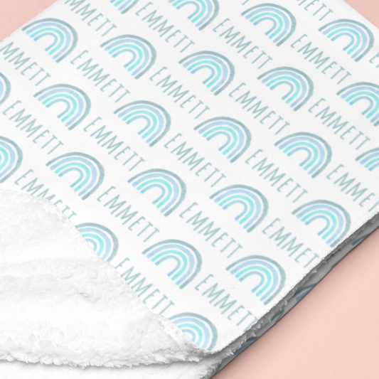 Sugar + Maple Sherpa-Lined Personalized Blanket | Rainbows