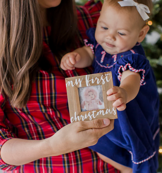 My First Christmas Holiday Wooden Picture Frame Ornament