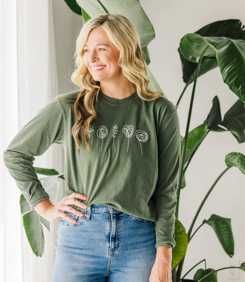 Still Blooming Long Sleeve Olive