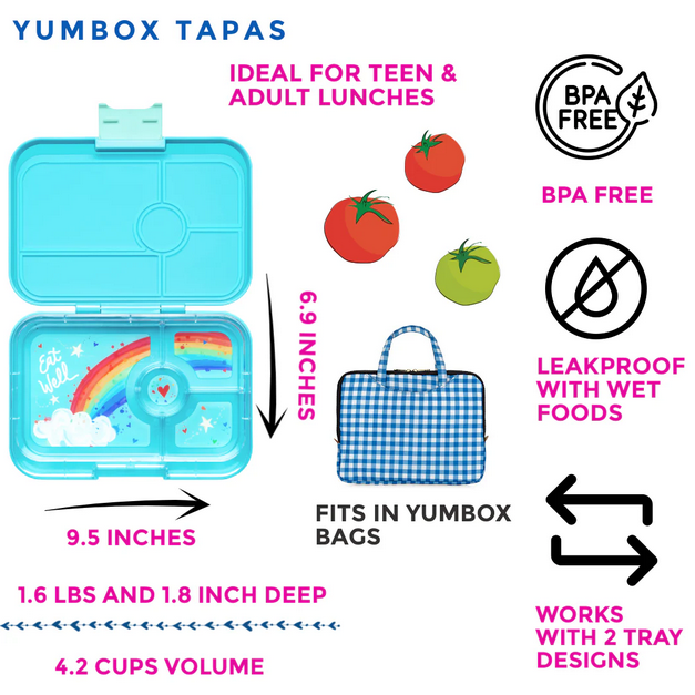 Yumbox - Bento Lunch Box -Tapas Antibes Blue Rainbow