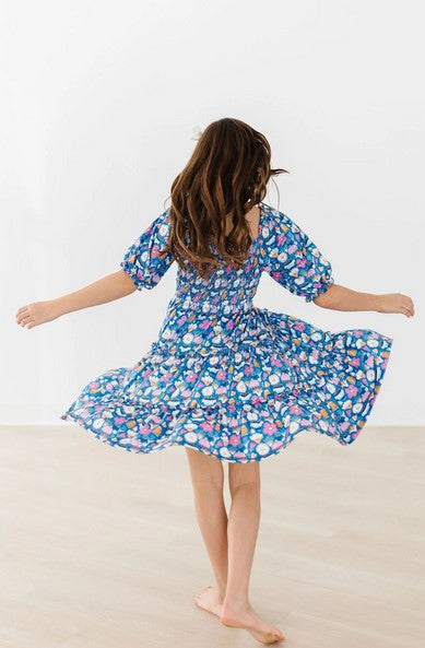 Fluttering Flowers Smocked Ruffle Dress