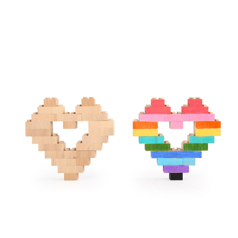 22-pcs Wooden Color My Heart Building Block Set