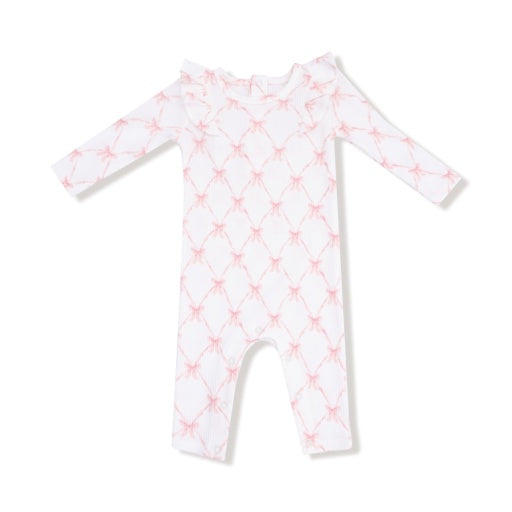 Ribbon Bow Trellis - L/S Ruffle Romper