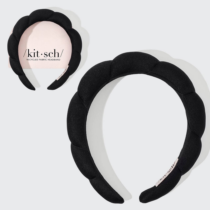 Recycled Fabric Puffy Headband 1pc- Black