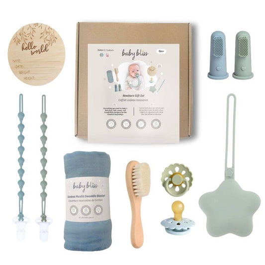 Newborn Gift Set, Baby Shower Gift Basket- Sage