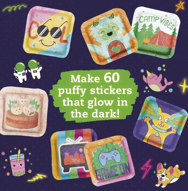 MAKE YOUR OWN GLOW IN  THE DARK PUFFY STICKERS KIT