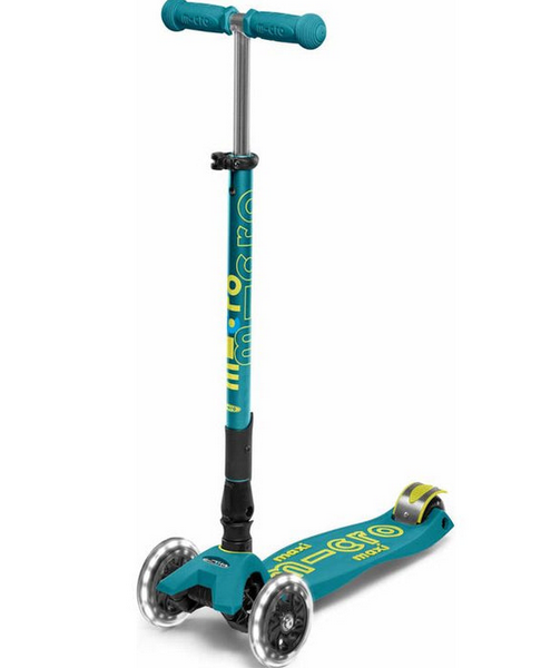 Micro Maxi Foldable LED Scooter-Petrol Green