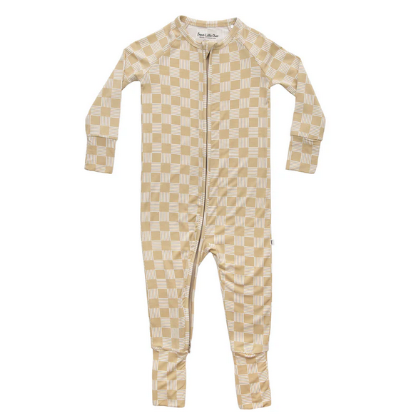 Checkered Lines Zip Baby Romper