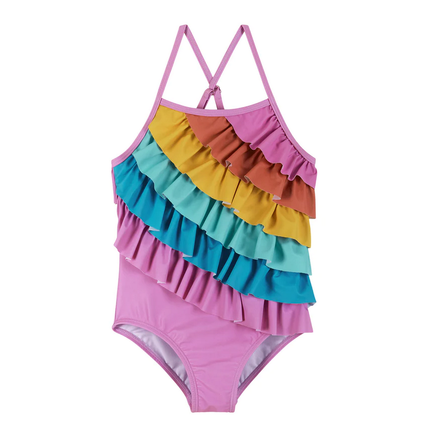 Rainbow Ruffle Detail Swimsuit