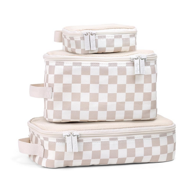 Itzy Ritzy Taupe Checkerboard Pack Like a Boss™ Diaper Bag Packing Cubes