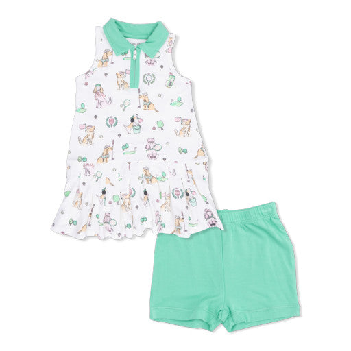 Country Club Dogs Pink - Polo Tennis Dress with Cartwheel Short