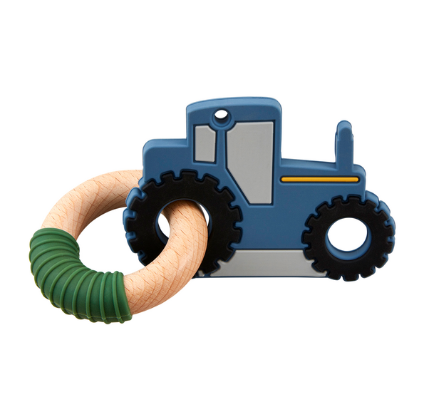 *BLUE TRACTOR SILICONE TEETHER