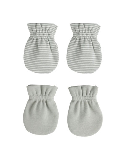 NO SCRATCH MITTENS SET SAGE MICRO STRIPE, SAGE SAGE