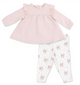 Veiled Pink Bows - Long Sleeve Sweatshirt with Ruffles and Leggings