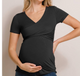 V-Neck Wrap Maternity/Nursing Top  - Black