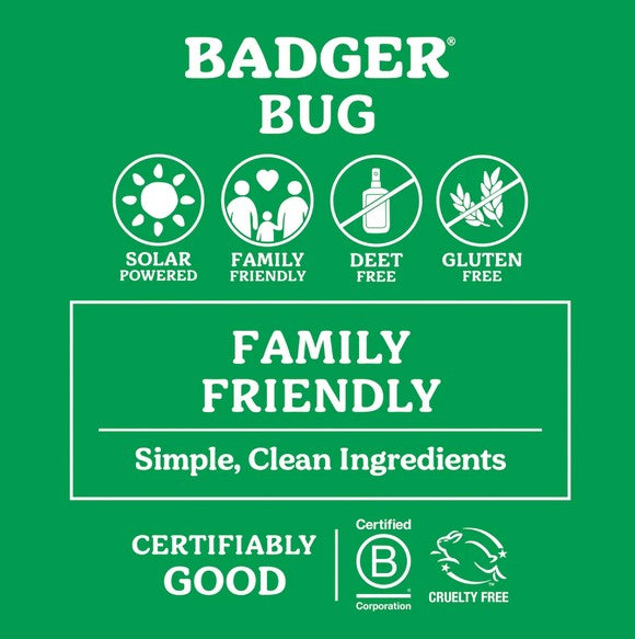 Badger Anti-Bug Shake & Spray, Organic Citronella Mosquito Repellent, DEET-Free, All-Natural Bug Spray 2.7 fl oz