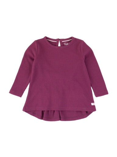 Waffle Knit Long Sleeve Bow Back Top - Eggplant Harvest