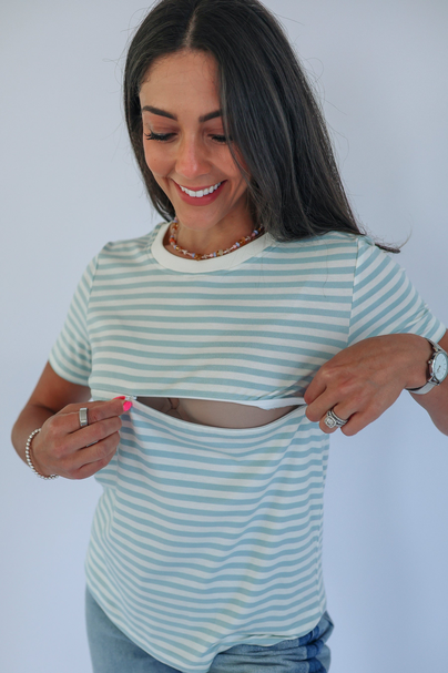 The Sunday Breastfeeding Tee Light Blue