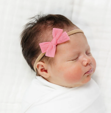 Strawberry Tulle Bow Nylon- Small