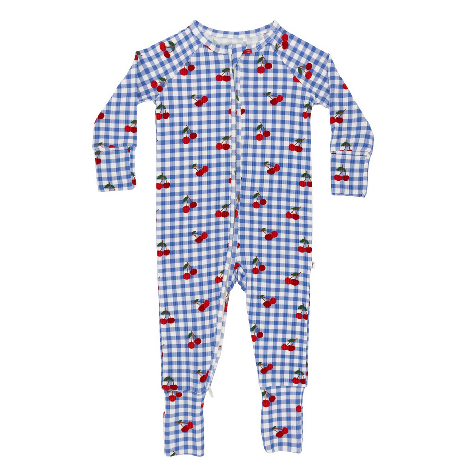 Vintage Cherries Small Ribbed Zip Romper