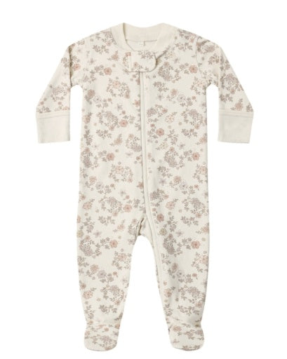 ZIP LONG SLEEVE SLEEPER FOOTIE FLORAL VINE