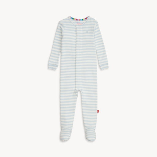 Blue Stripe Organic Cotton Footie