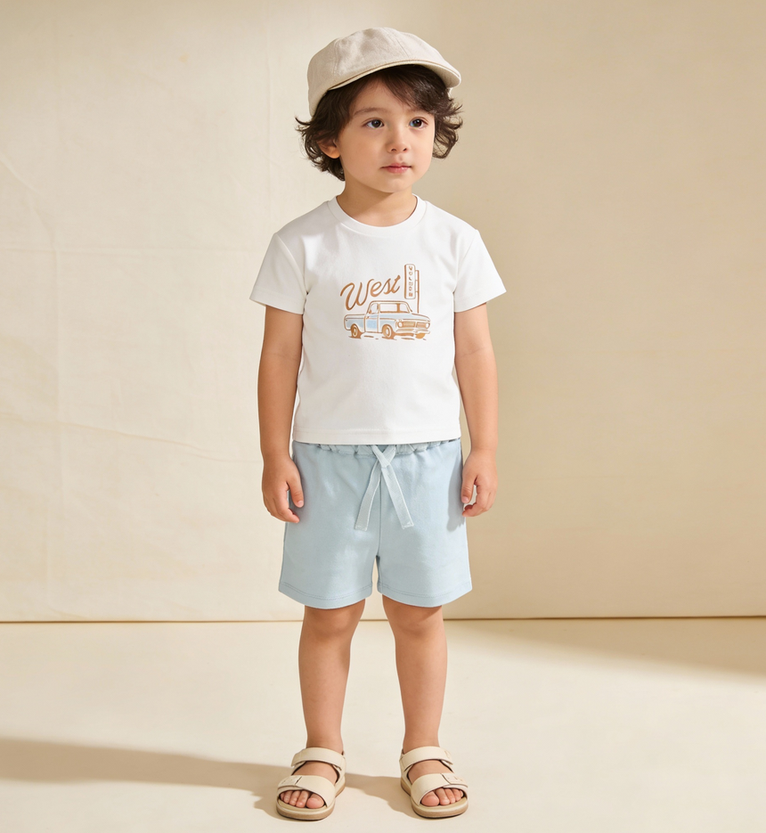 Organic Graphic Tee & Shorts Set - Wild West