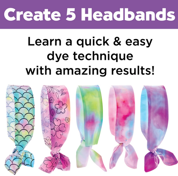 Ice-Dye Headbands DIY Craft Kit for Kids Makes 5 Headbands